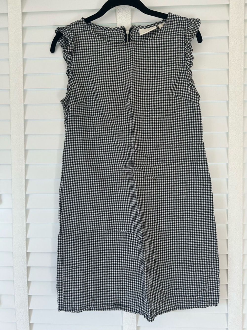 Cynthia Rowley Shift Dress Gingham Black White Check Linen Cotton Size 4